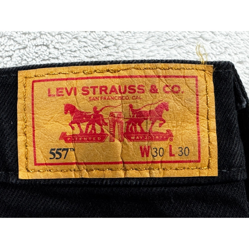 Levi's Mens 557 Relaxed Straight Black Denim Jeans W30 L30 Meas: 31x30